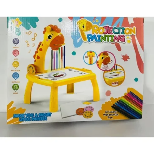 Mini Art Drawing Board Leds Projector Light Toy | Children Kids Painting Table – Multicolor