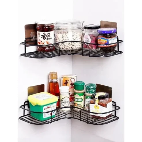 1 Pcs Metal Corner Rack For Bathroom & Kitchen | Bathroom Metal Shelf Organizer Wall Mount Bathroom Accessories