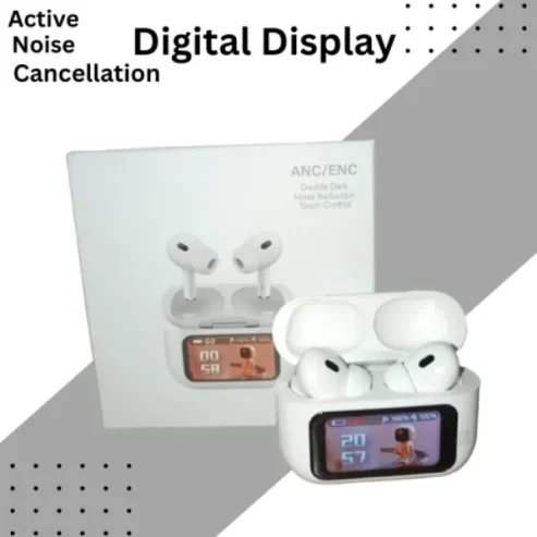 Airpods Pro With Digital Display – Anc And Transparency- Touch Volume Control – Digital Screen – Smooth Display