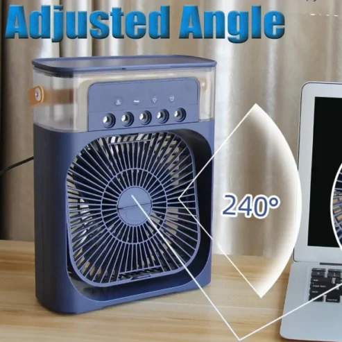 Electric Fan, Portable Usb Mini Mist Fan Air Cooler 3 Speeds, Humidifier Wind Spray With Led Lighting – 9.5 Inch (random Color)