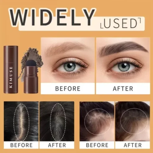 One Step Eyebrow Stamp Shaping Kit Brow Powder Stamp Makeup with 3 Reusable Eyebrow Stencils and Eyebrow Pen Brushes Hairline Powder Long Lasting Buildable Eyebrow Makeup