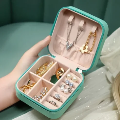 Jewelry Storage Box | Leather Jewelry Stand | Earrings Ring Box | Cosmetics Beauty Container Organizer (random Color)