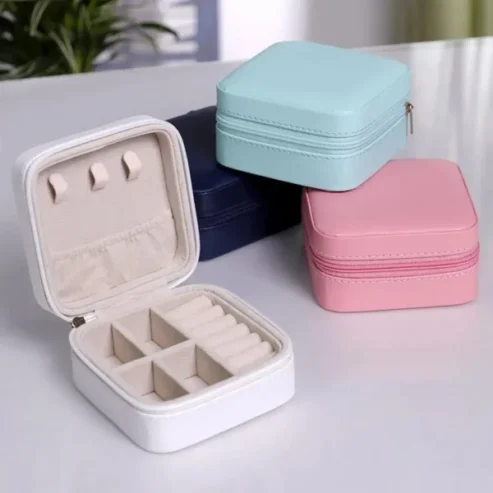 Jewelry Storage Box | Leather Jewelry Stand | Earrings Ring Box | Cosmetics Beauty Container Organizer (random Color)