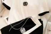 ( White And Black )flower Design Girl’s Tracksuit
