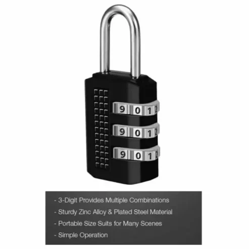 3 Digit Combination Padlock For Locker Luggage Suitcase Travel Bag (different Color)