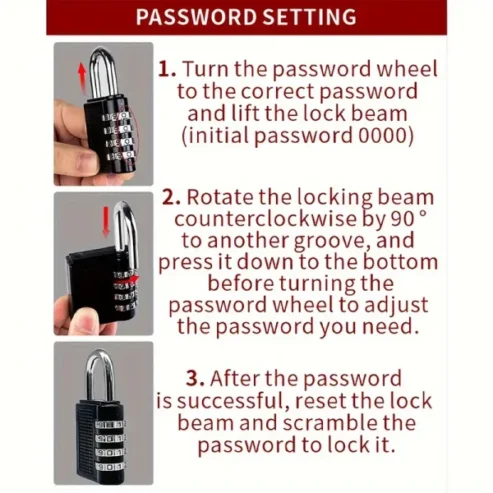 3 Digit Combination Padlock For Locker Luggage Suitcase Travel Bag (different Color)