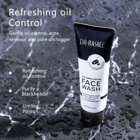 Dr. Rashel Black Charcoal Purifying Face Wash | Facial Cleanser – 100g