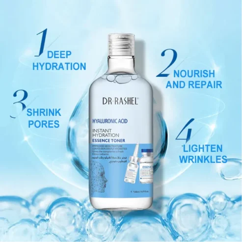 Dr Rashel Hyaluronic Acid Instant Hydration Micellar Water , Essence Toner , Mousse Skin Cleansing Set – 3 Pcs / Set