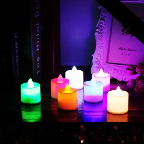 24 Pcs Led Candles Colorful Led Candles Lights | Battery Operated Flameless Tealight Fake Candles Lamp