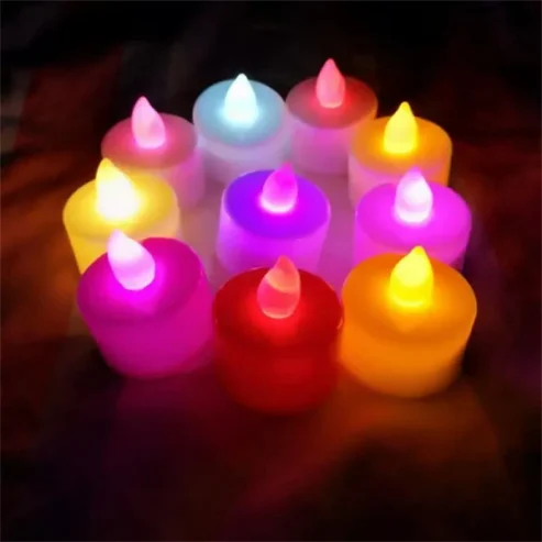 24 Pcs Led Candles Colorful Led Candles Lights | Battery Operated Flameless Tealight Fake Candles Lamp